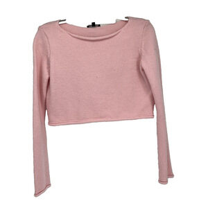 Cotton Candy LA Pink Sweater Small Cropped Boxy Oversize Long Sleeve